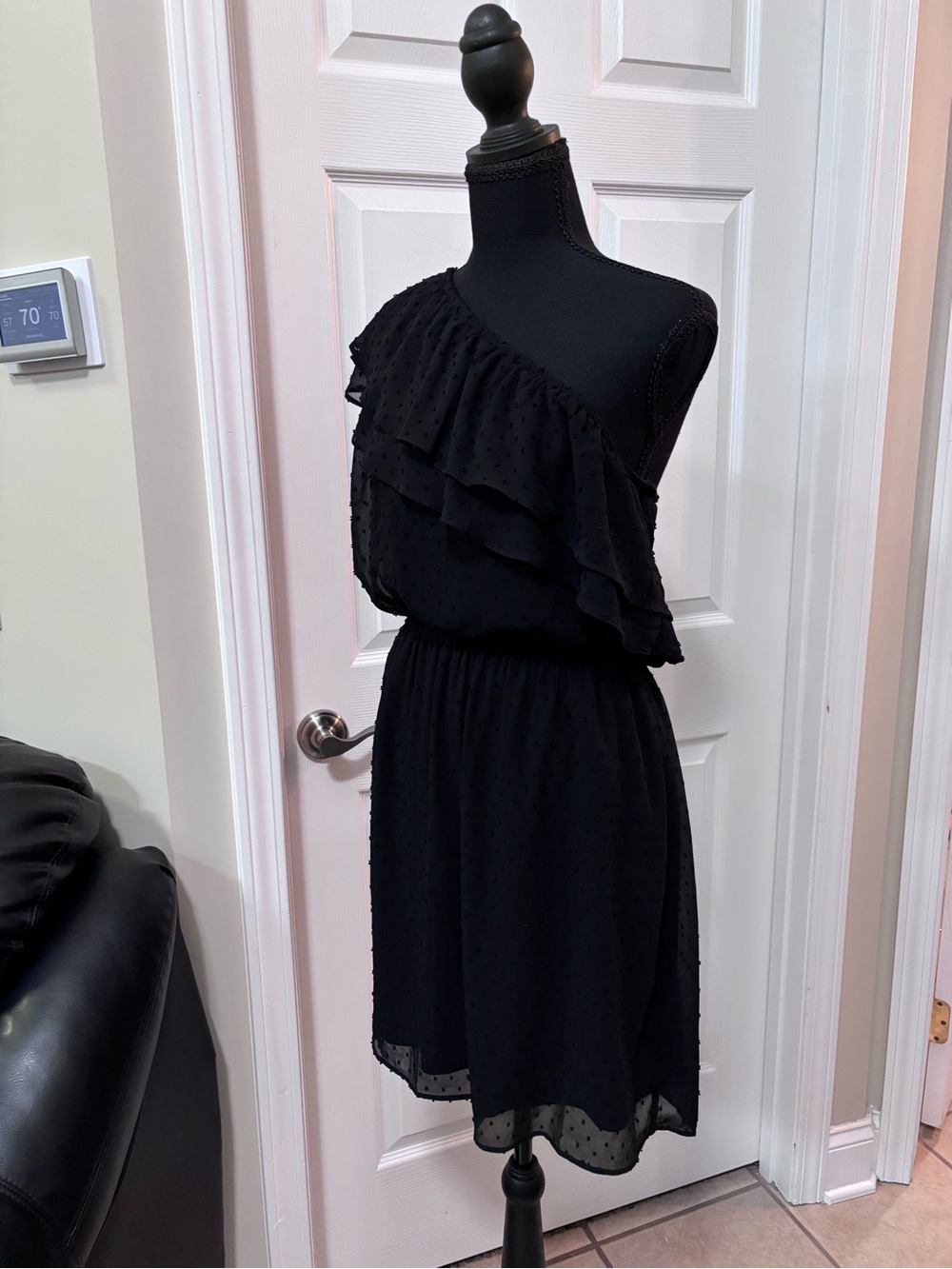Signature Studio Black One-Shoulder Ruffle Dress - Picture 2 of 5